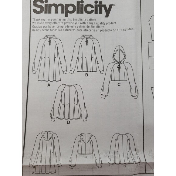 Misses Sweatshirt New Sewing Pattern Simplicity S9384, Size 6, 8, 10, 12, 14 - Picture 2 of 5